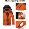 imageMAGCOMSEN Mens Winter Coats Water Resistant Ski Snow Jacket Warm Fleece Jacket Parka Raincoats With MultiPocketsOrange Grey