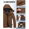 imageMAGCOMSEN Mens Winter Coats Water Resistant Snow Ski Jacket Fleece Lined Parka 5 PocketsCoffee