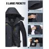 imageMAGCOMSEN Mens Winter Coats Water Resistant Snow Ski Jacket Fleece Lined Parka 5 PocketsGrey Black