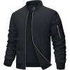 imageMAGCOMSEN Mens Bomber Jacket Lightweight Casual Windbreaker Spring Fall Zip Up Coat with 5 PocketBlack