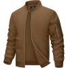 imageMAGCOMSEN Mens Bomber Jacket Lightweight Casual Windbreaker Spring Fall Zip Up Coat with 5 PocketBrown