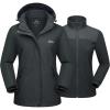 imageMAGCOMSEN Womens 3 in 1 Ski Jacket Water Resistant Winter Snow Coat Warm Fleece Lined Windproof Hiking Rain OutwearCarbongrey