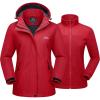 imageMAGCOMSEN Womens 3 in 1 Ski Jacket Water Resistant Winter Snow Coat Warm Fleece Lined Windproof Hiking Rain OutwearCrimson