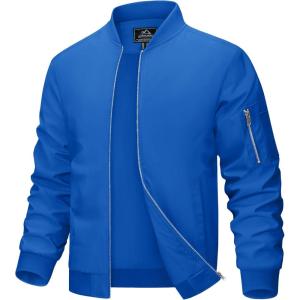 imageMAGCOMSEN Mens Bomber Jacket Lightweight Casual Windbreaker Spring Fall Zip Up Coat with 5 PocketBlue Green
