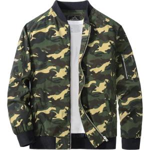 imageMAGCOMSEN Mens Bomber Jacket Lightweight Casual Windbreaker Spring Fall Zip Up Coat with 5 PocketCamouflage Green