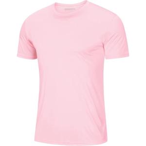 imageMAGCOMSEN Mens Short Sleeve UPF 50 TShirt Quick Dry Rash Guard Athletic Running Swim Top Tee Performance Water ShirtsLight Pink