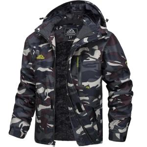 imageMAGCOMSEN Mens Winter Coats Water Resistant Ski Snow Jacket Warm Fleece Jacket Parka Raincoats With MultiPocketsArmy Green Camo