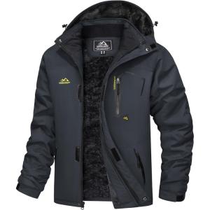 imageMAGCOMSEN Mens Winter Coats Water Resistant Ski Snow Jacket Warm Fleece Jacket Parka Raincoats With MultiPocketsCharcoal Grey