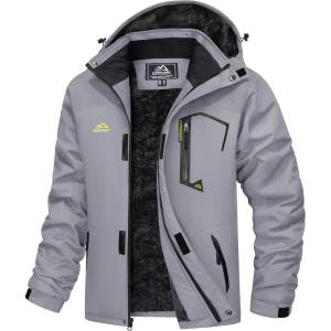 imageMAGCOMSEN Mens Winter Coats Water Resistant Ski Snow Jacket Warm Fleece Jacket Parka Raincoats With MultiPocketsLight Grey