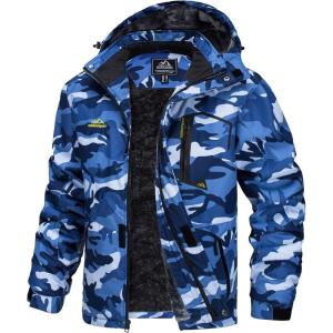imageMAGCOMSEN Mens Winter Coats Water Resistant Ski Snow Jacket Warm Fleece Jacket Parka Raincoats With MultiPocketsSea Blue Camo