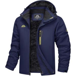 imageMAGCOMSEN Mens Winter Coats Water Resistant Snow Ski Jacket Fleece Lined Parka 5 PocketsDark Blue