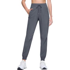 imageMAGCOMSEN Womens Hiking Pants Lightweight Quick Dry Waterproof Joggers with Pockets Athletic Travel Track CasualDark Grey