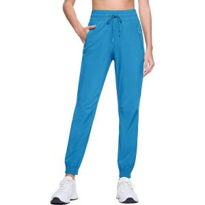 imageMAGCOMSEN Womens Hiking Pants Lightweight Quick Dry Waterproof Joggers with Pockets Athletic Travel Track CasualLake Blue