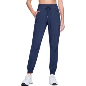 imageMAGCOMSEN Womens Hiking Pants Lightweight Quick Dry Waterproof Joggers with Pockets Athletic Travel Track CasualNavy
