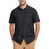 imageMAGCOMSEN Mens UPF 50 Fishing Shirts Short Sleeve Sun Protection Shirts Quick Dry Cooling Button Down Shirt Hiking SafariBlack