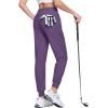 imageMAGCOMSEN Joggers for Women High Waisted Golf Pants with Zipper Pockets Quick Dry Lightweight Hiking Travel Workout PantsDark Purple