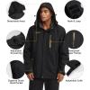 imageMAGCOMSEN Mens Hooded Windproof Water Resistant Rain Jacket Windbreaker 5 Pockets for HikingFishingTravelBlack