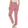 imageMAGCOMSEN Womens Fleece Lined Hiking Pants Waterproof Insulated Outdoor Snow Ski Pants Warm Winter Softshell PantsGrey Pink