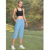 imageMAGCOMSEN Womens Hiking Pants Cargo Capris Lightweight Stretch Water Resistant Joggers with 5 Pockets for OutdoorLight Blue