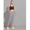 imageMAGCOMSEN Womens Hiking Pants Cargo Capris Lightweight Stretch Water Resistant Joggers with 5 Pockets for OutdoorLight Grey