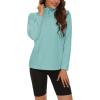 imageMAGCOMSEN Womens Quarter Zip Pullover Polar Fleece Sweatshirts Lightweight StandCollar Jacket Warm TopsGrey Green