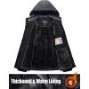 imageMAGCOMSEN Womens Ski Jacket Waterproof Insulated Snow Jacket Warm Windproof Winter Coats with Hood Fleece Lined JacketBlack Grey