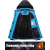 imageMAGCOMSEN Womens Ski Jacket Waterproof Insulated Snow Jacket Warm Windproof Winter Coats with Hood Fleece Lined JacketBlue Black