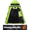 imageMAGCOMSEN Womens Ski Jacket Waterproof Insulated Snow Jacket Warm Windproof Winter Coats with Hood Fleece Lined JacketFluorescent Green