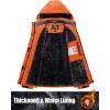 imageMAGCOMSEN Womens Ski Jacket Waterproof Insulated Snow Jacket Warm Windproof Winter Coats with Hood Fleece Lined JacketOrange