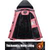 imageMAGCOMSEN Womens Ski Jacket Waterproof Insulated Snow Jacket Warm Windproof Winter Coats with Hood Fleece Lined JacketPink Grey