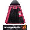 imageMAGCOMSEN Womens Ski Jacket Waterproof Insulated Snow Jacket Warm Windproof Winter Coats with Hood Fleece Lined JacketRose Grey