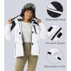 imageMAGCOMSEN Womens Ski Jacket Waterproof Insulated Snow Jacket Warm Windproof Winter Coats with Hood Fleece Lined JacketWhite Black