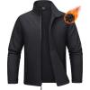 imageMAGCOMSEN Mens Fleece Lined Softshell Jacket Waterproof Windbreaker Rain Jacket for Tactical HikingBlack