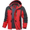 imageMAGCOMSEN Mens Hooded Windproof Water Resistant Rain Jacket Windbreaker 5 Pockets for HikingFishingTravelRed Grey