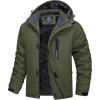imageMAGCOMSEN Mens Winter Coats Ski Snow Rain Jackets Water Resistant with Hood Warm Fleece Parka Hiking Fishing WorkArmy Green