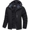 imageMAGCOMSEN Mens Winter Coats Ski Snow Rain Jackets Water Resistant with Hood Warm Fleece Parka Hiking Fishing WorkBlack