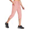 imageMAGCOMSEN Womens Capri Pants UPF 50 Lightweight Hiking Cargo Capri Joggers Quick Dry Golf Summer Pants with 5 PocketsPeach