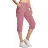 imageMAGCOMSEN Womens Hiking Pants Cargo Capris Lightweight Stretch Water Resistant Joggers with 5 Pockets for OutdoorGrey Pink