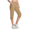 imageMAGCOMSEN Womens Hiking Pants Cargo Capris Lightweight Stretch Water Resistant Joggers with 5 Pockets for OutdoorKhaki