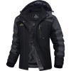 imageMAGCOMSEN Womens Ski Jacket Waterproof Insulated Snow Jacket Warm Windproof Winter Coats with Hood Fleece Lined JacketBlack Grey