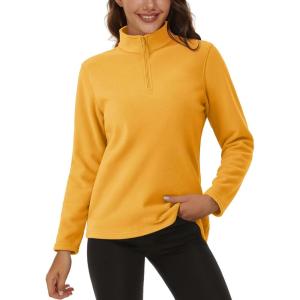 imageMAGCOMSEN Womens Quarter Zip Pullover Polar Fleece Sweatshirts Lightweight StandCollar Jacket Warm TopsGinger