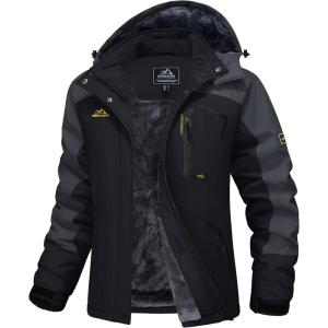 imageMAGCOMSEN Womens Ski Jacket Waterproof Insulated Snow Jacket Warm Windproof Winter Coats with Hood Fleece Lined JacketBlack Grey