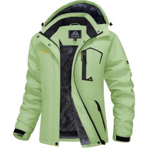 imageMAGCOMSEN Womens Ski Jacket Waterproof Insulated Snow Jacket Warm Windproof Winter Coats with Hood Fleece Lined JacketLight Green