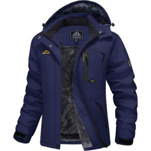 imageMAGCOMSEN Womens Ski Jacket Waterproof Insulated Snow Jacket Warm Windproof Winter Coats with Hood Fleece Lined JacketNavy