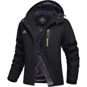 imageMAGCOMSEN Womens Ski Jackets Water Resistant Insulated Snow Jcakets Windproof Fleece Lined Winter Coats with HoodBlack