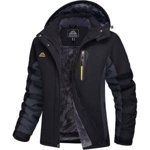 imageMAGCOMSEN Womens Ski Jackets Water Resistant Insulated Snow Jcakets Windproof Fleece Lined Winter Coats with HoodBlack Gy