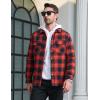 imageMAGCOMSEN Mens Flannel Shirt Jacket with Quilted Lined Long Sleeve Plaid Coat Button Down Thick Outwear WinterOrange