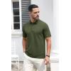 imageMAGCOMSEN Mens Polo Shirts Short Sleeve Cotton Pique 3 Button Classic Fit Casual TShirt Performance Golf ShirtsArmy Green