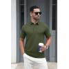 imageMAGCOMSEN Mens Polo Shirts Short Sleeve Cotton Pique 3 Button Classic Fit Casual TShirt Performance Golf ShirtsArmy Green