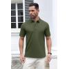 imageMAGCOMSEN Mens Polo Shirts Short Sleeve Cotton Pique 3 Button Classic Fit Casual TShirt Performance Golf ShirtsArmy Green